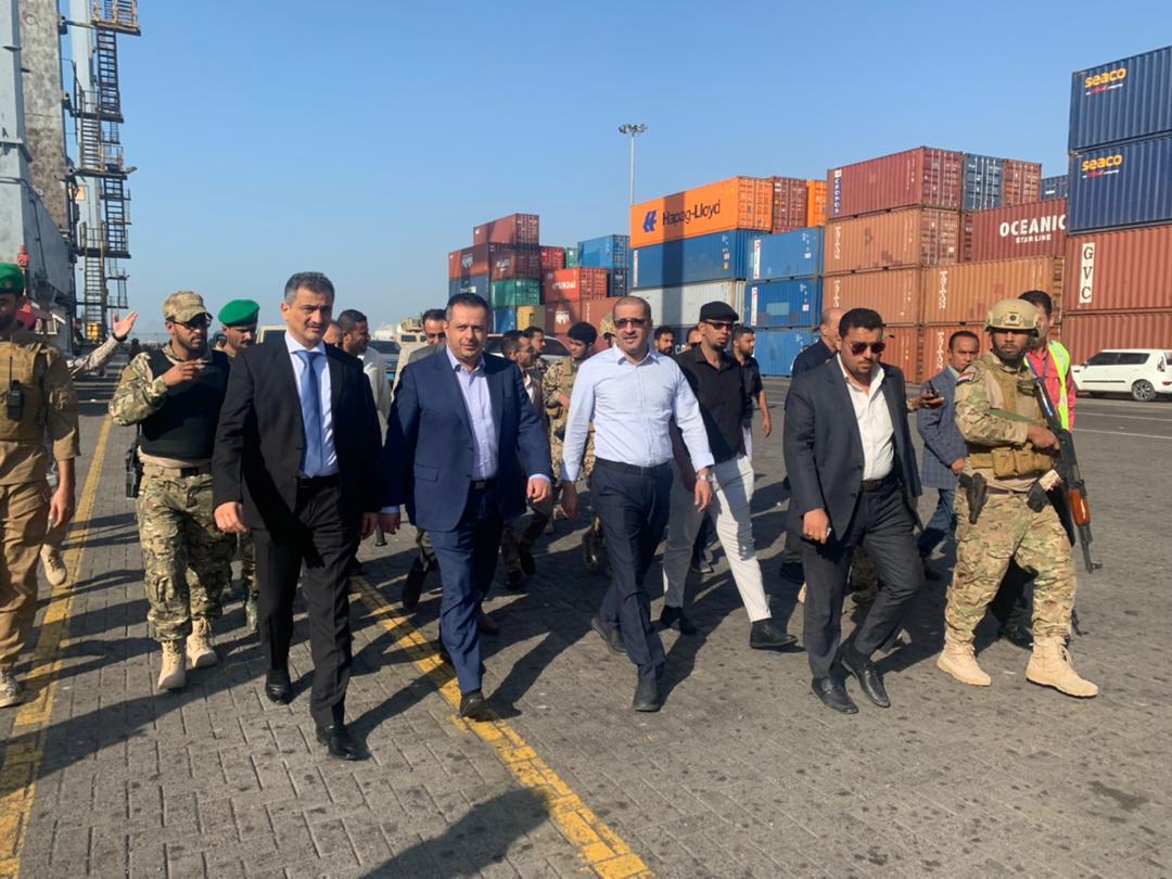 The Prime Minister on a visit to Aden Container Terminal